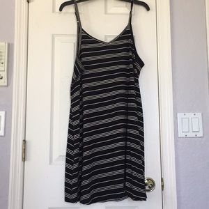 Black & White Striped Ribbed Dress